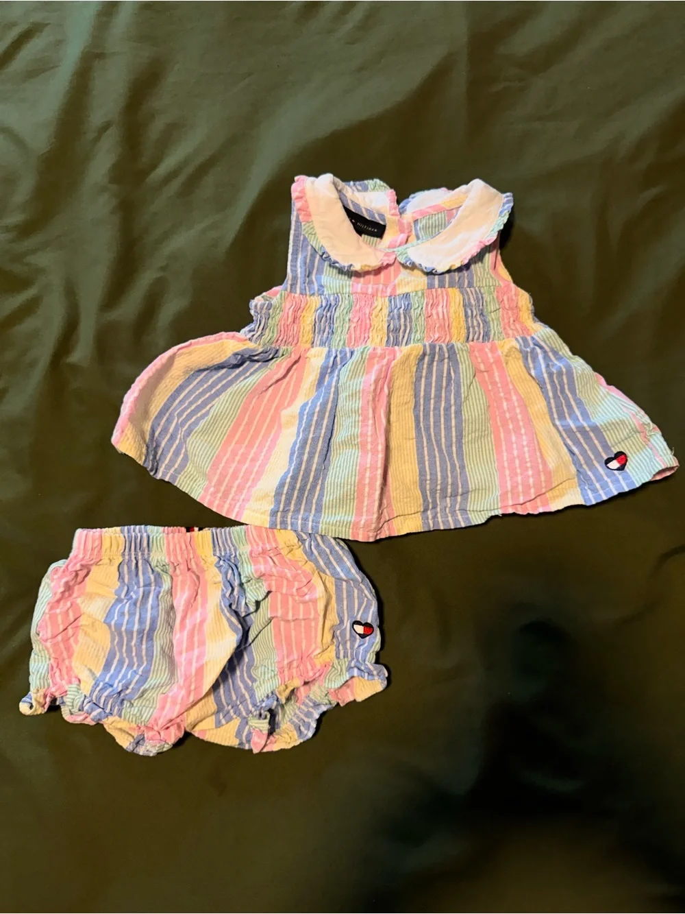 Striped Pastel Toddler Two-Piece Set with Peter Pan Collar